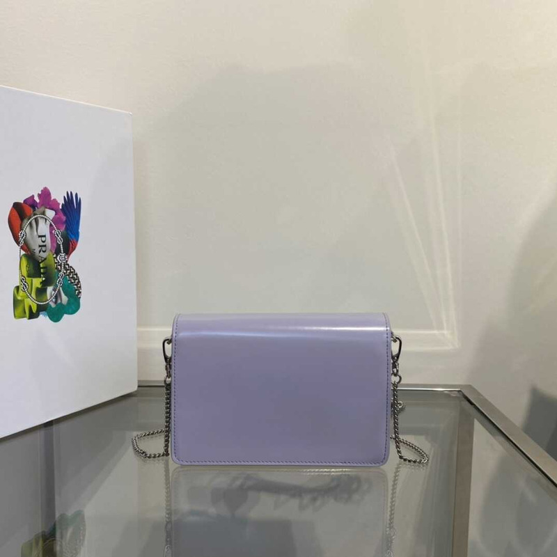 Pra*a brushed leather shoulder bag purple