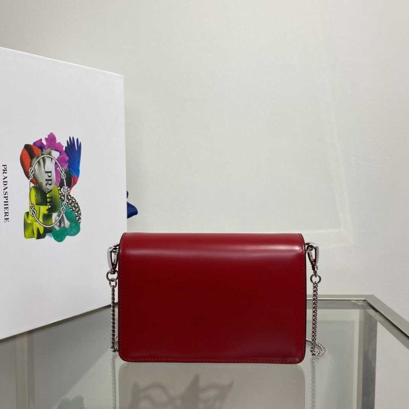 Pra*a brushed leather shoulder bag red