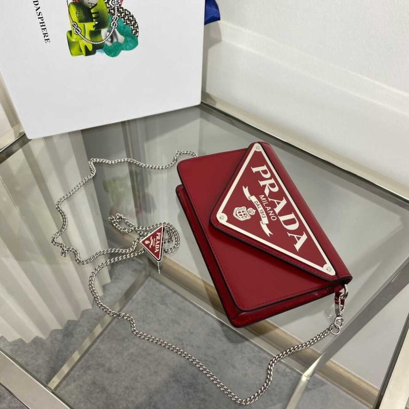 Pra*a brushed leather shoulder bag red