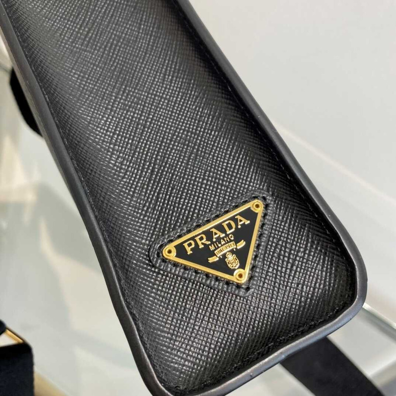 Pra*a small saffiano leather tote black