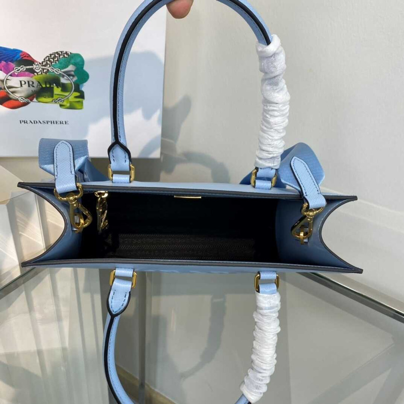 Pra*a medium saffiano leather handbag blue