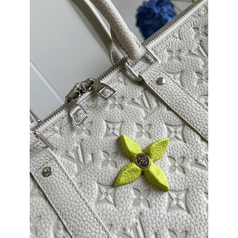 l**is V*t*n keepall 50 travel bag taurillon monogram embossed calfskin white