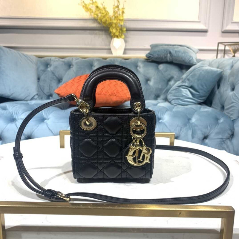 D*or  lady D*or bag cannage lambskin medium black