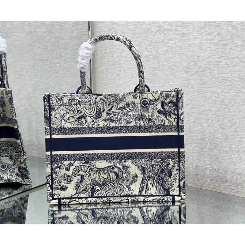 D*or embroidered  medium book tote bags