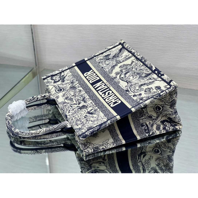 D*or embroidered  medium book tote bags