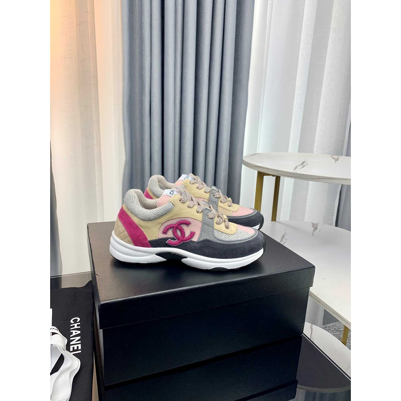 Ch*el sneakers fabric suede calfskin multicolor