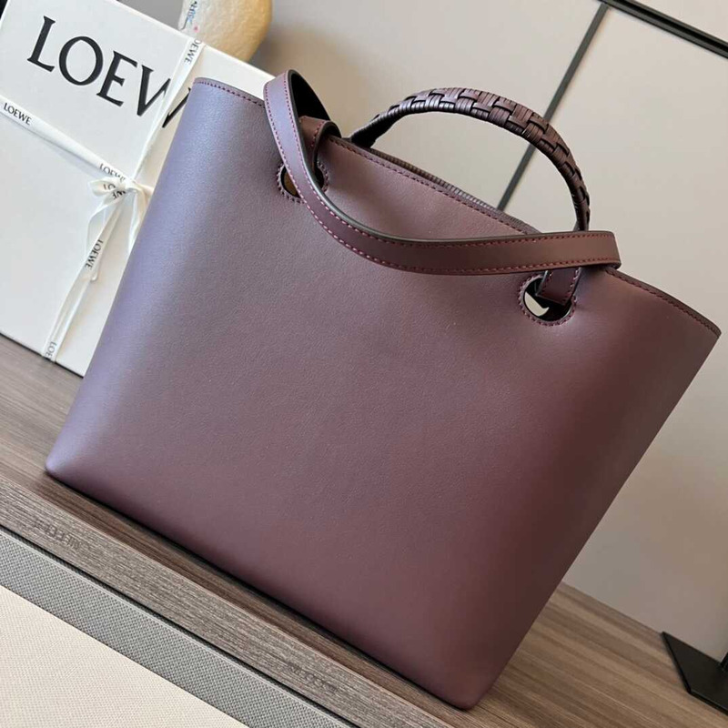 Loewe Small Anagram Tote In Classic Calfskin Purple