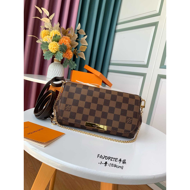 l**is V*t*n plaid flip cover dual-purpose small chain bag brown