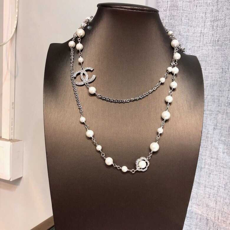 Ch*el cc pearl long necklace