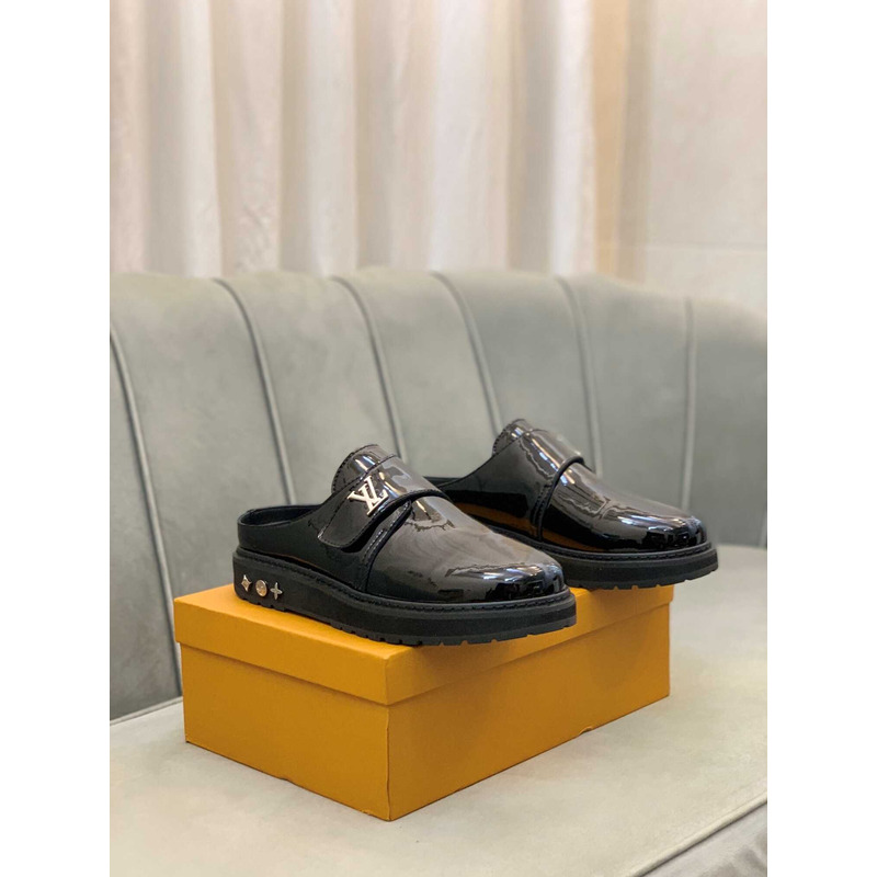 l**is V*t*n patent leather designer unique clogs