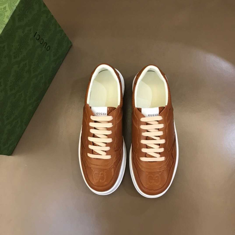 G*u*i gg leather sneakers brown