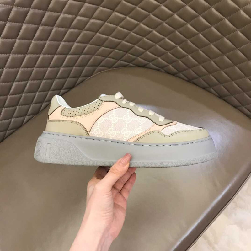 g*u*i gg S*p*e fabric and leather sneakers in beige