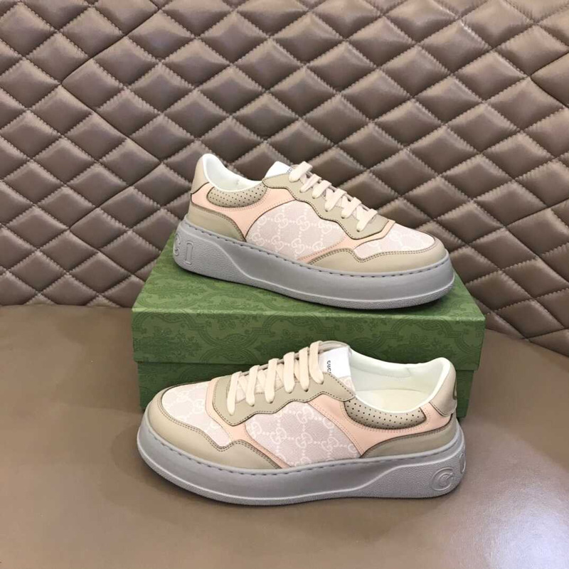 g*u*i gg S*p*e fabric and leather sneakers in beige