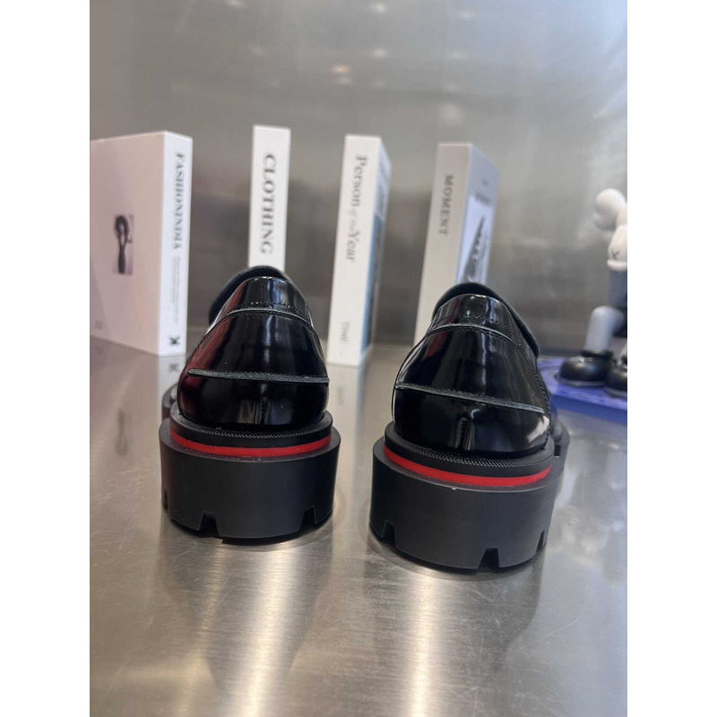 Ch**an louboutin moc leather loafers in black