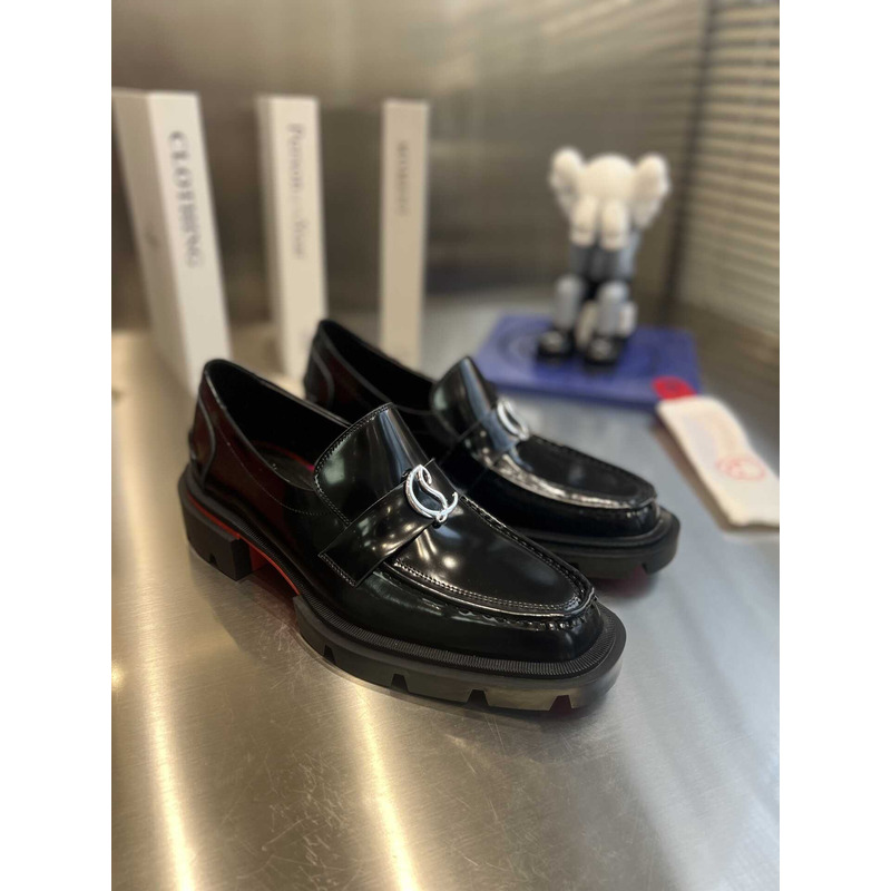 Ch**an louboutin moc leather loafers in black