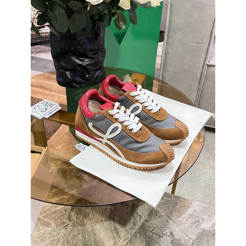 Loewe Flow Runner Logo Sneakers Brown&White