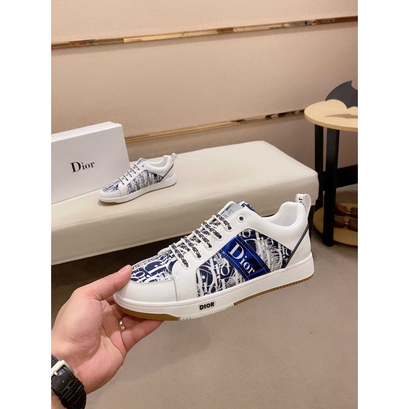 D*or oblique sneakers white&navy blue