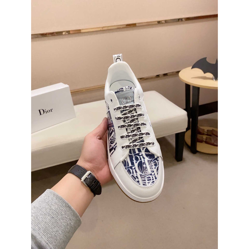 D*or oblique sneakers white&navy blue