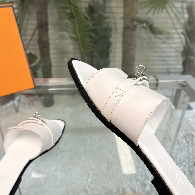 H**mes leather mules white