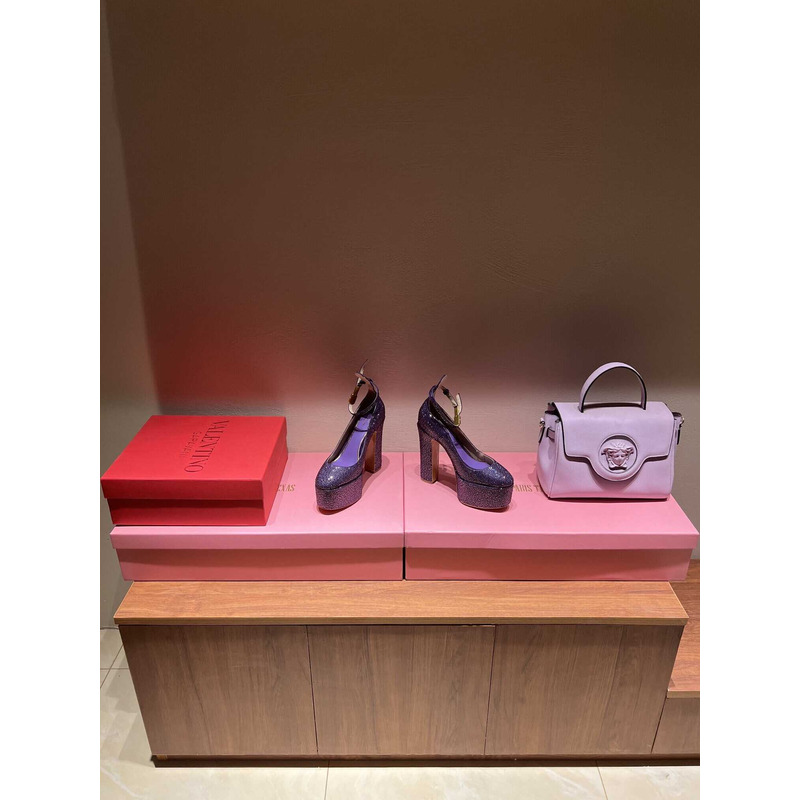 Valentino Garavani Tan-Go Platform Pump With Crystal Purple