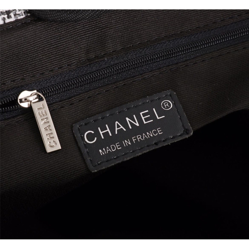 Ch*el deauville tote woven large charcoal black