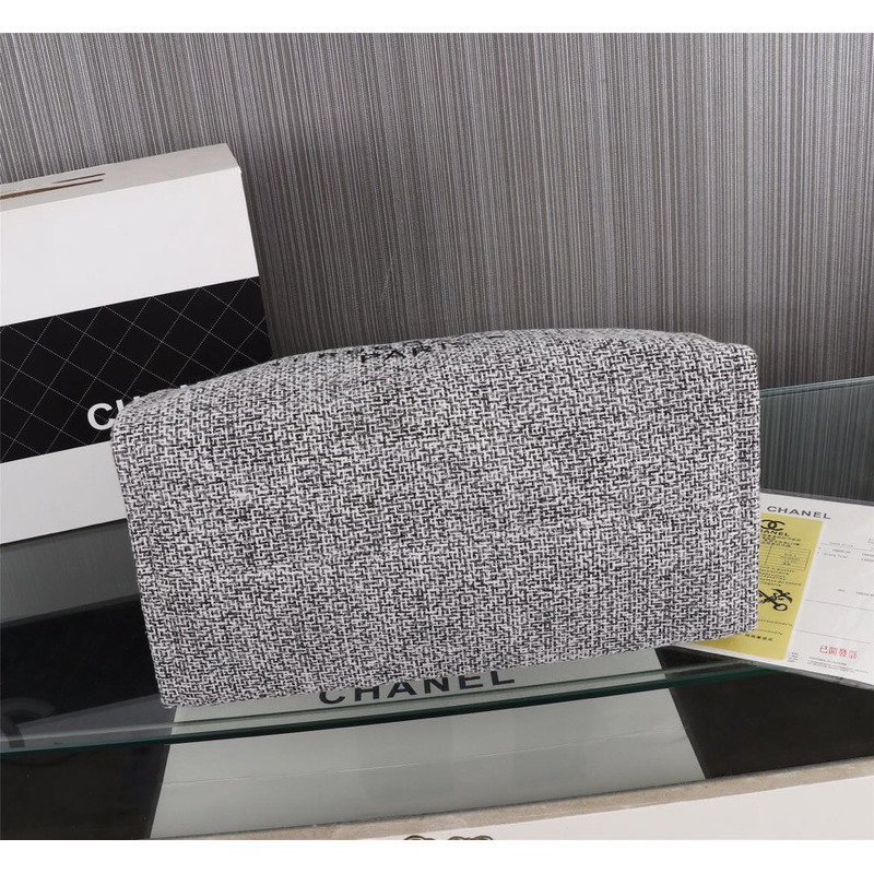 Ch*el deauville tote woven large charcoal black