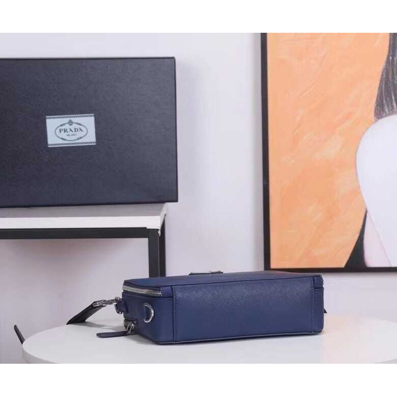 Pra*a brique saffiano leather bag blue