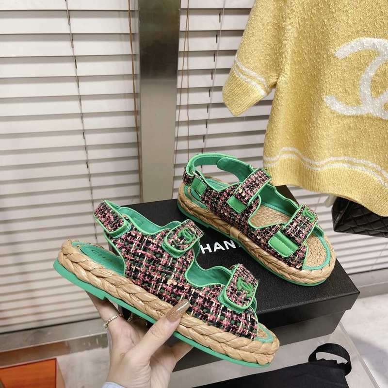Ch*el tweed sandals green