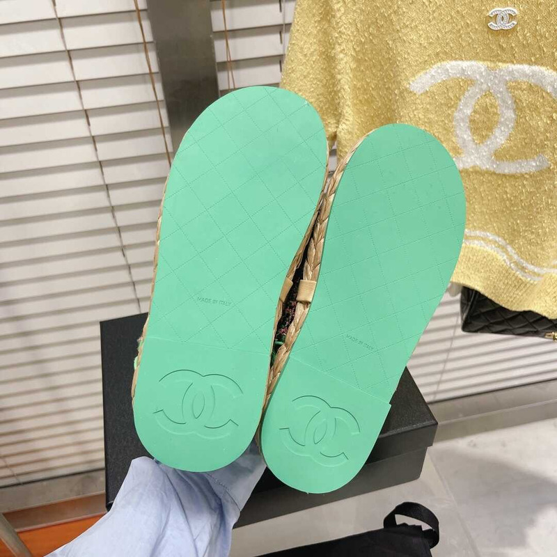 Ch*el tweed sandals green