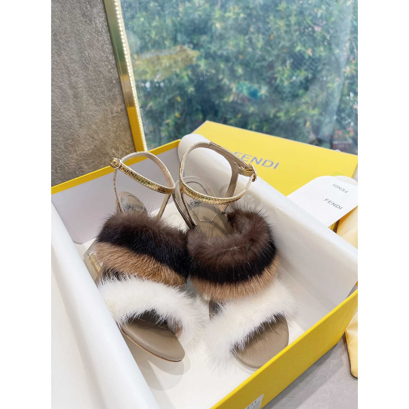 F**di mink and  snakeskin first sandals