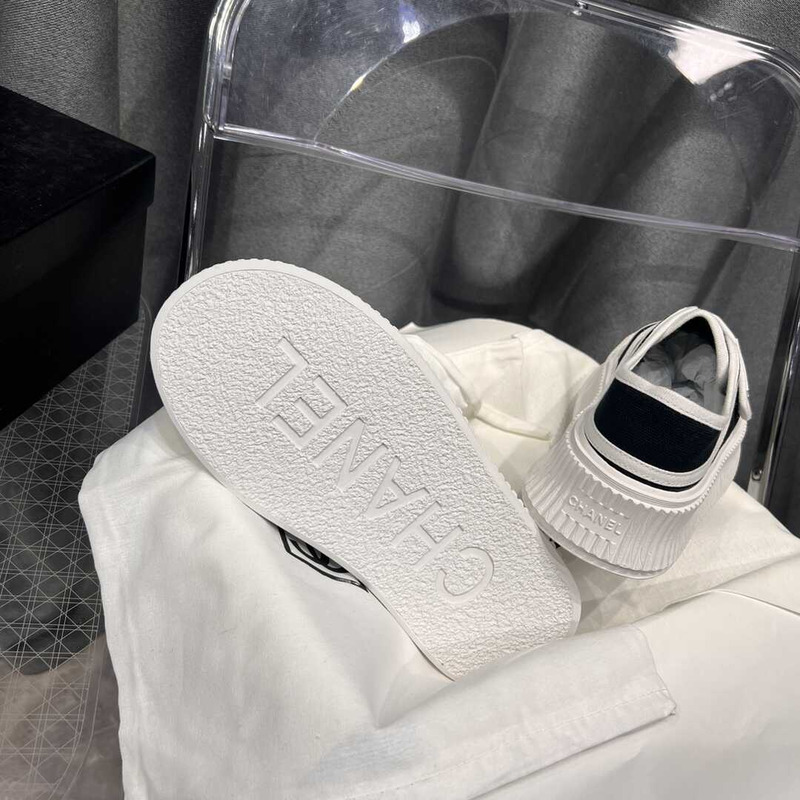 Ch*el + vintage white&black sneakers