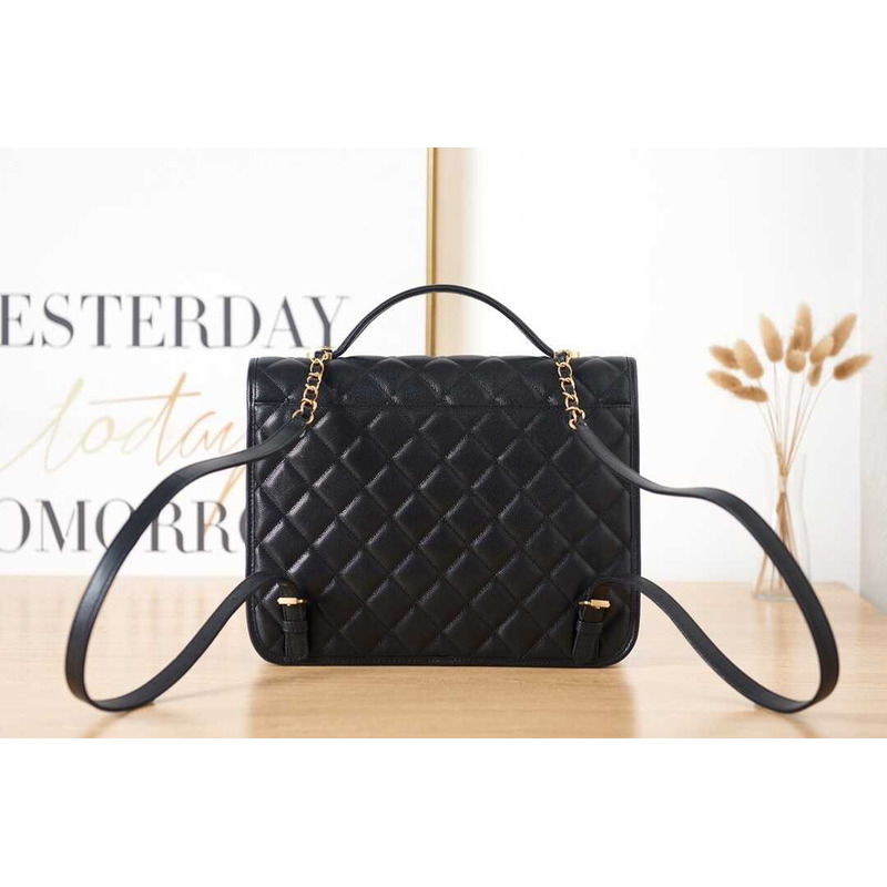 Ch*el calfskin formal style backpacks black