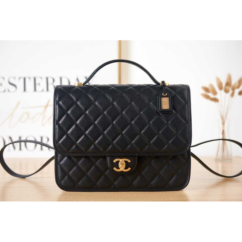 Ch*el calfskin formal style backpacks black