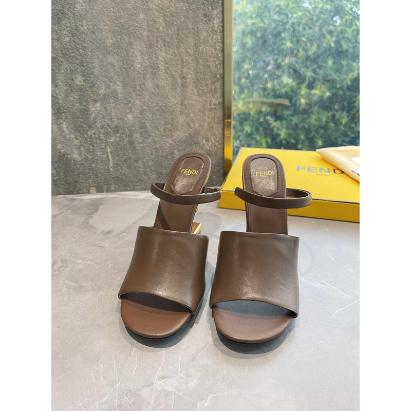 F**di first brown leather heeled sandals