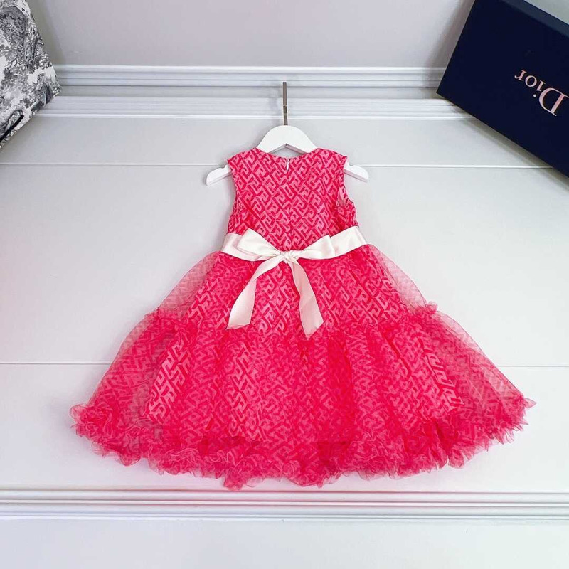 Versace Kids Lace Monogram Dress Pink