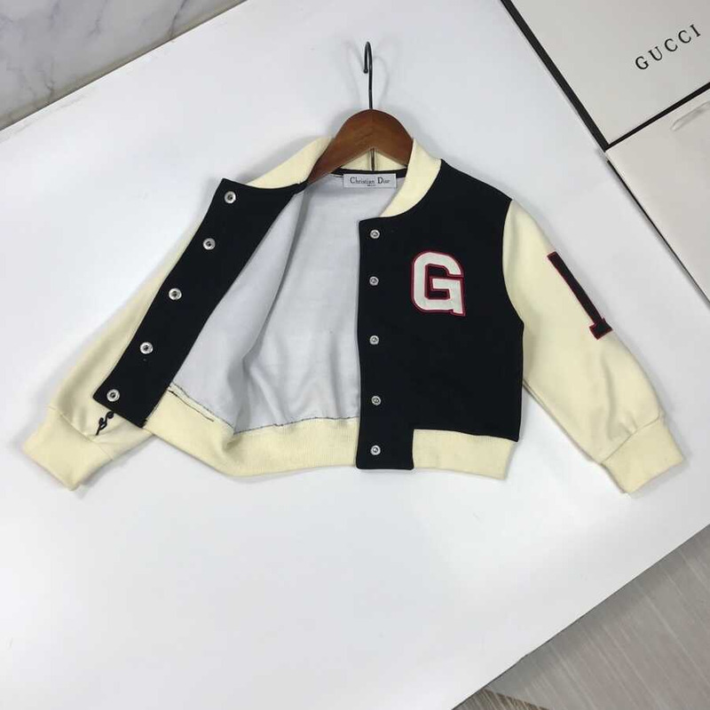 D*or kids embroidery letter jacket single breasted short skirt two piece matching set black