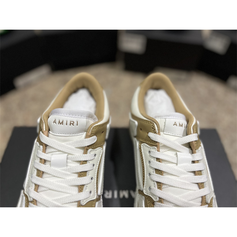 AMIRI Skel Leather Low-Top Sneakers White&Brown