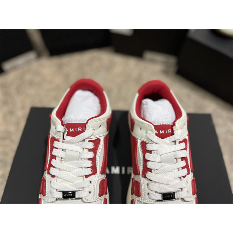 AMIRI Skel Leather Low-Top Sneakers White&Red