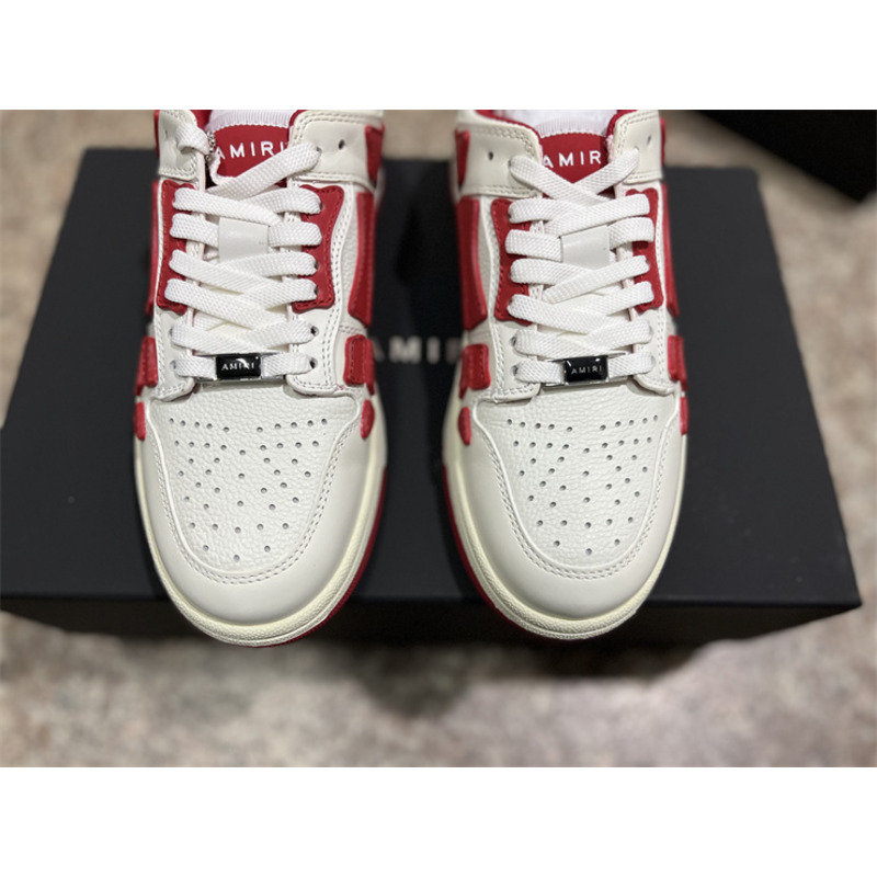 AMIRI Skel Leather Low-Top Sneakers White&Red
