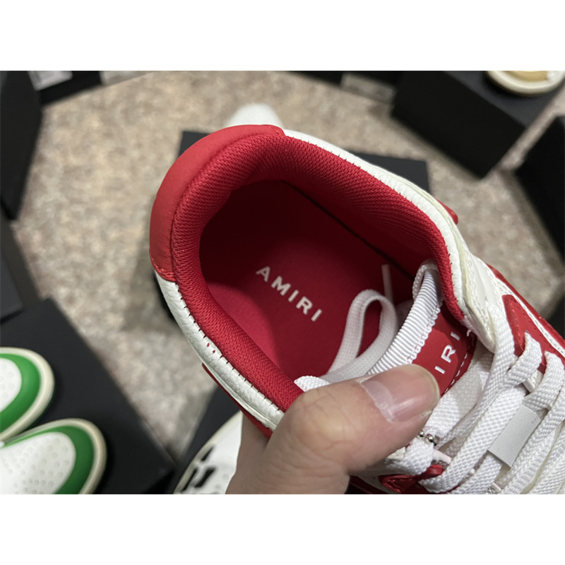 AMIRI Skel Leather Low-Top Sneakers White&Red