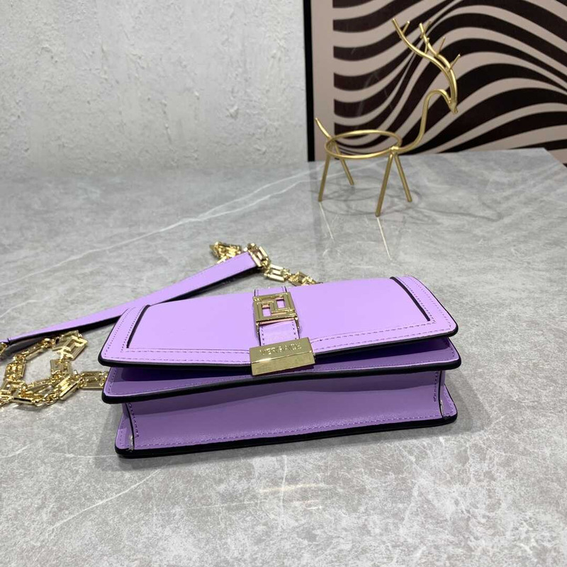 Versace Greca Goddess Leather Wallet On Chain Purple