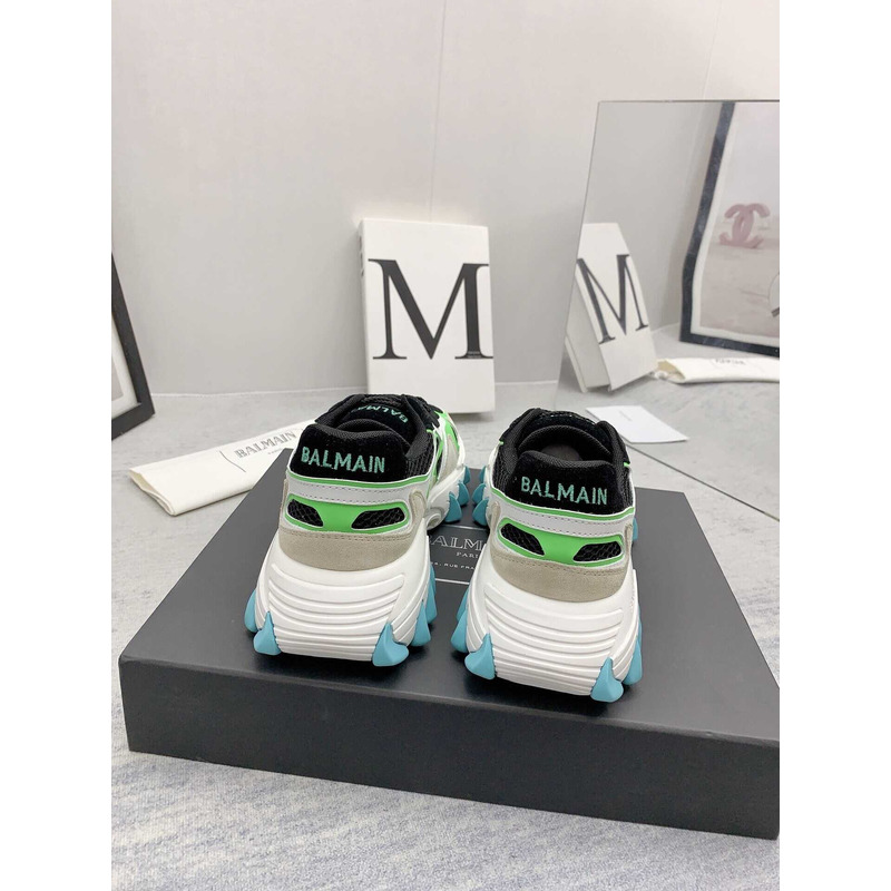 Balmain B-East Trainer In Leather Suede And Mesh Multi Color