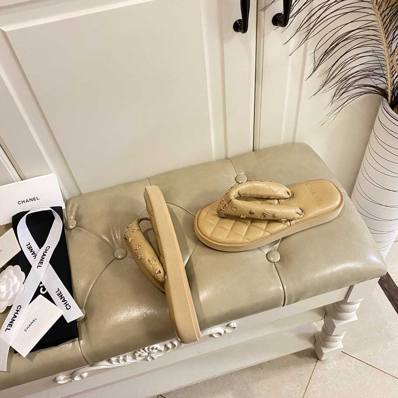 Ch*el leather sandals brown