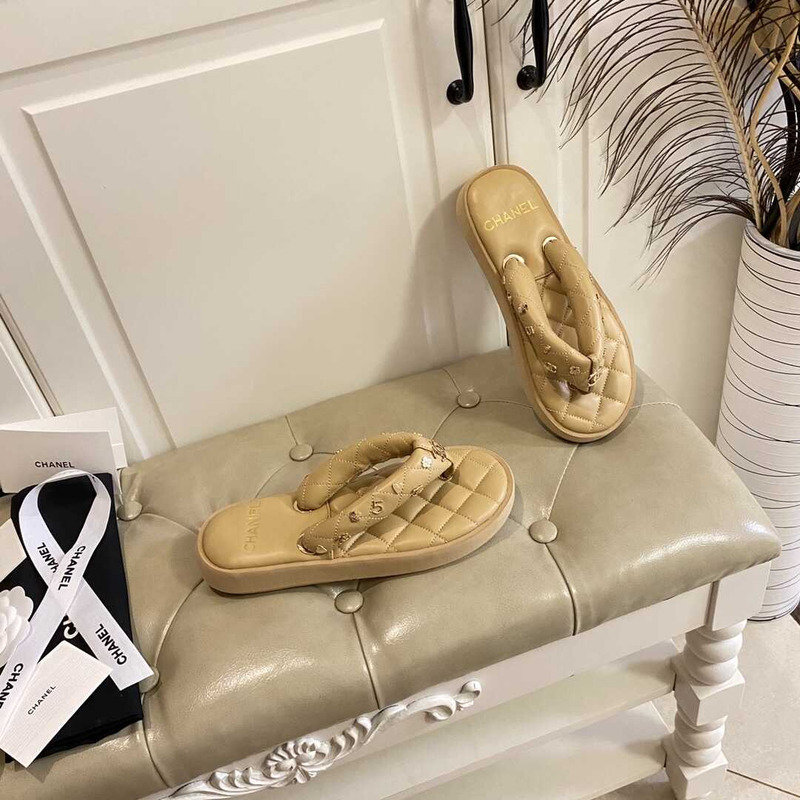 Ch*el leather sandals brown