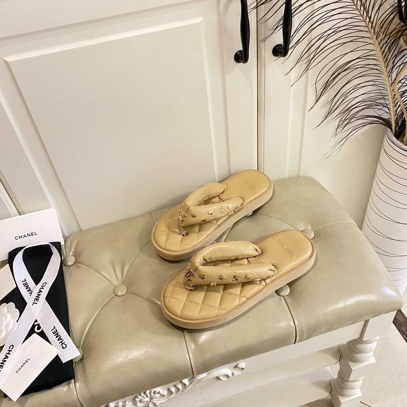 Ch*el leather sandals brown