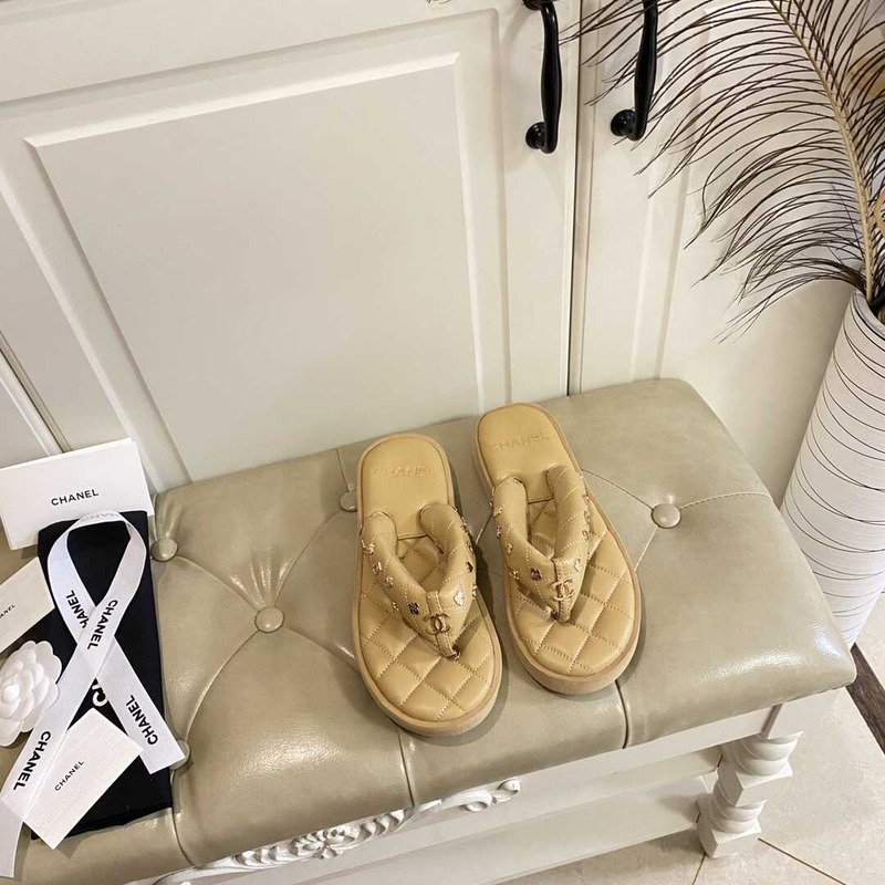 Ch*el leather sandals brown