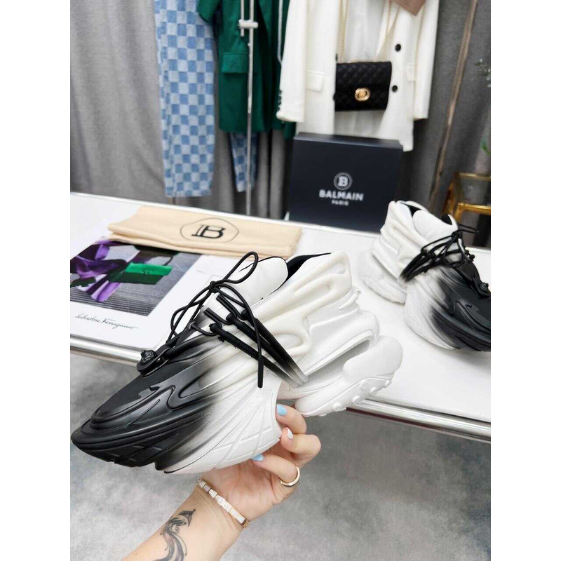 Balmain Unicorn Low Top Trainers Neoprene And Leather White