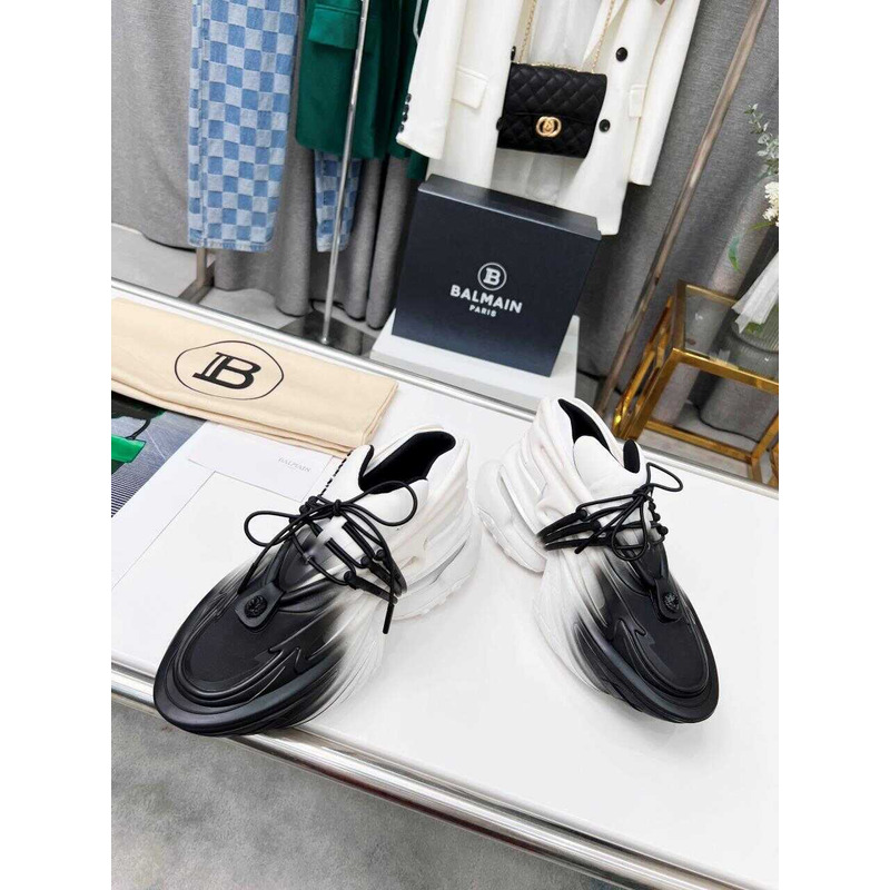 Balmain Unicorn Low Top Trainers Neoprene And Leather White