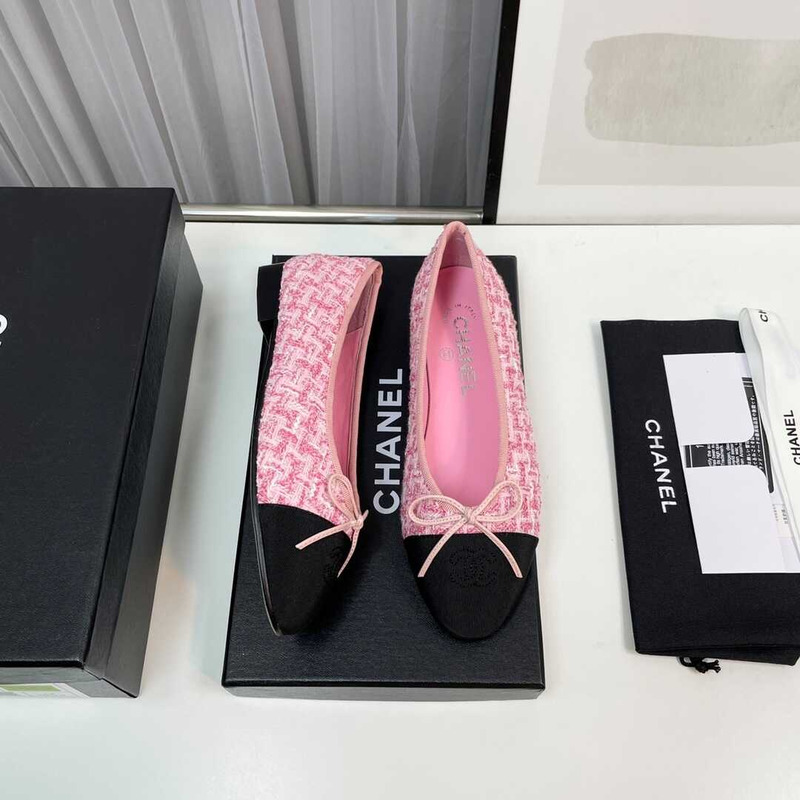 Ch*el sequined cotton guipure lace and grosgrain pink and black