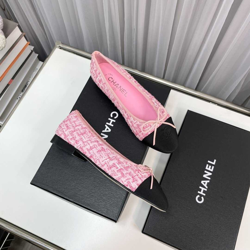 Ch*el sequined cotton guipure lace and grosgrain pink and black